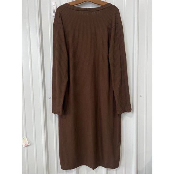 Capella Ribbed 2 Piece Cardigan and Leggings Set Womens 1XL Brown Polyester NEW - Picture 3 of 6